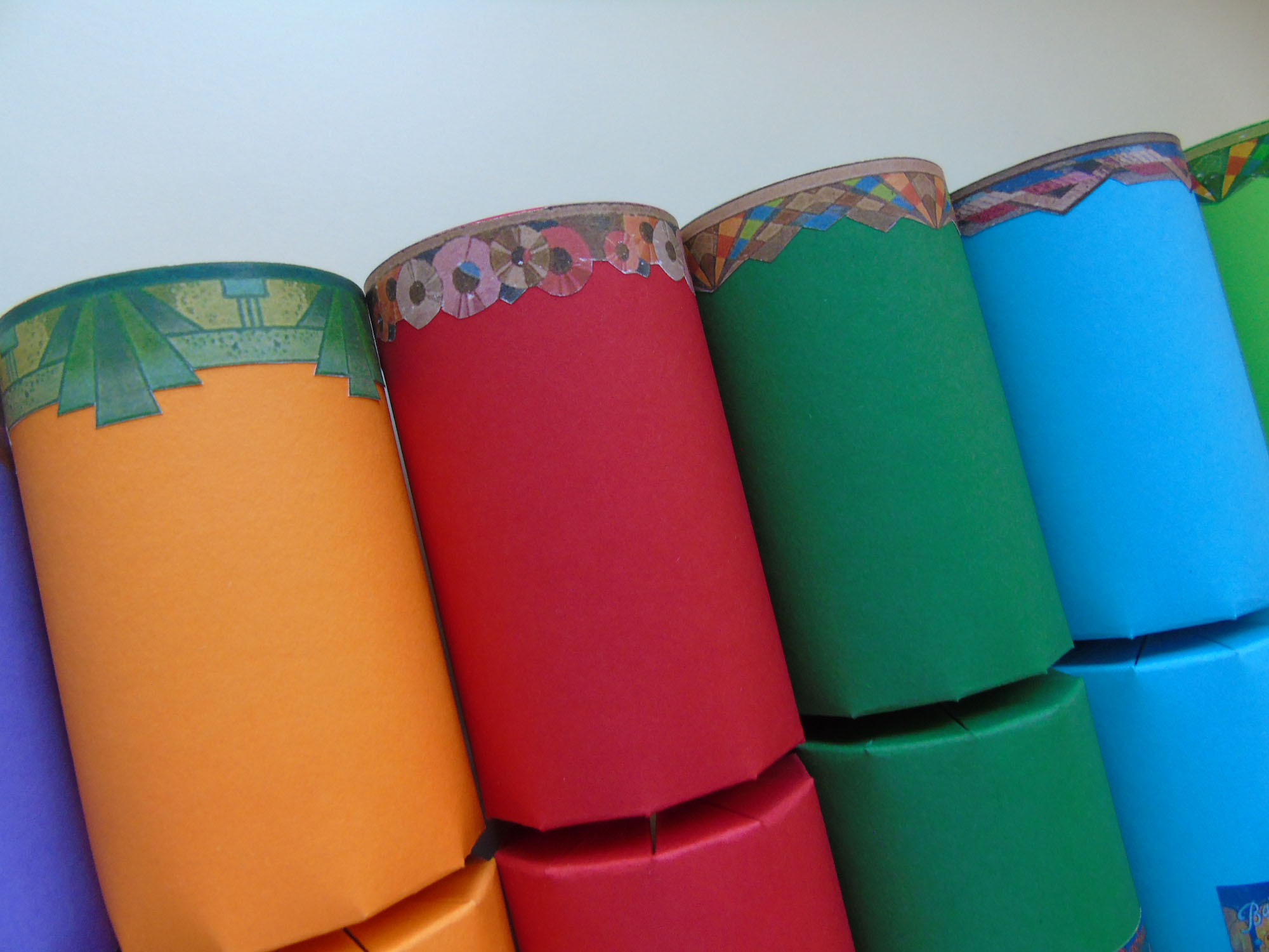pictures of the handle decorations on the Art Deco Christmas Crackers
